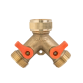 Trójnik GW3/4" x 2 GZ3/4" z zaworami kulowymi - MOSIĄDZ